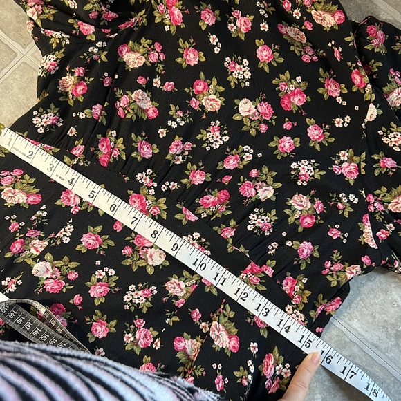 Zara Black Floral Midi Maci Long sleeve Cottagecore Rose Dress sz. S boho light - Picture 14 of 17